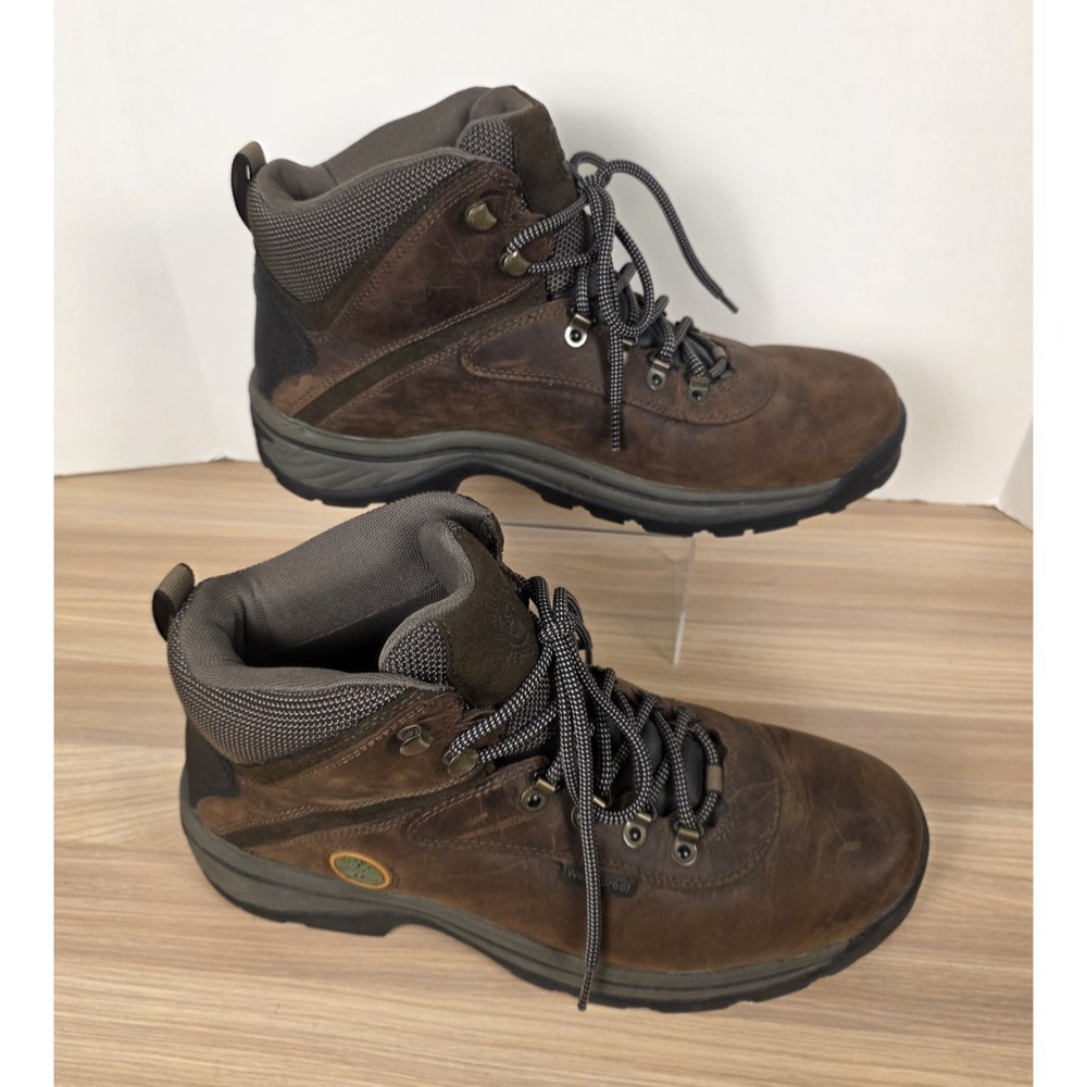 Timberland White Ledge Hiking Boots Mens Brown Leather Ankle Waterproof - 11.5